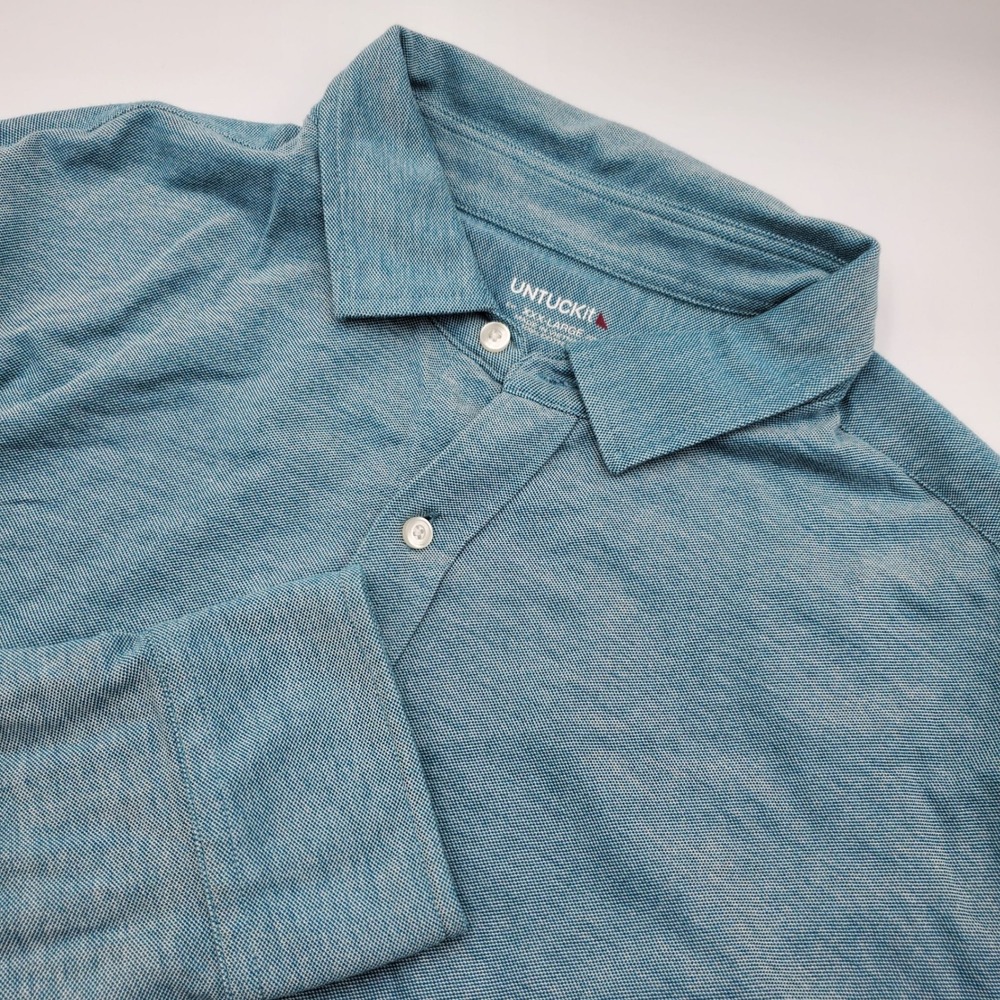 UNTUCKit Mens XXXL Blue Textured 100% Cotton Long Sleeve Button Down Shirt